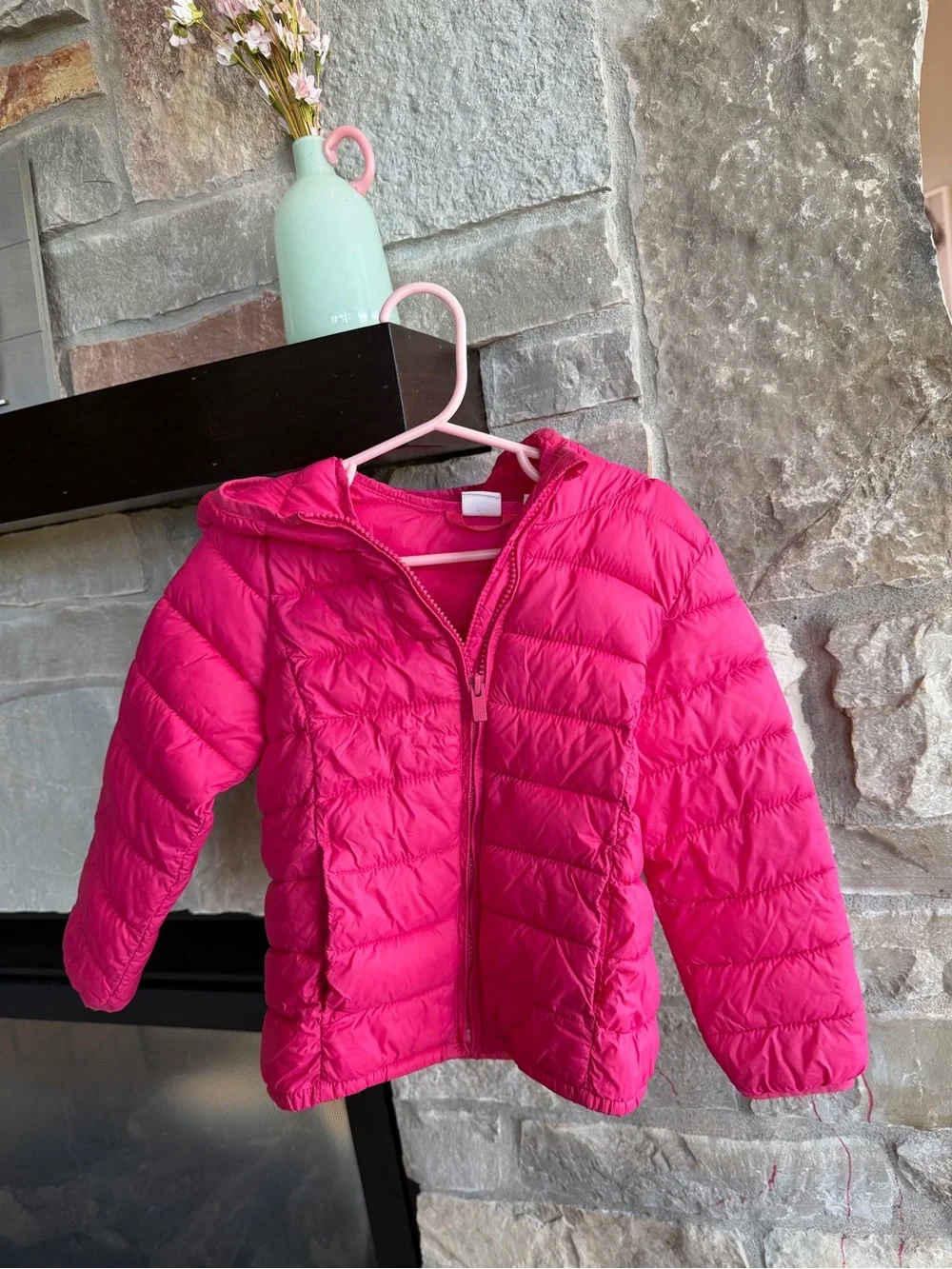 GAP Kids Hooded Puffer Jacket - Hot Pink